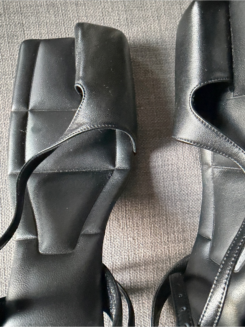 KHAITE Black Square-Toe Strappy Sandals SIZE 36 - Picture 3 of 12